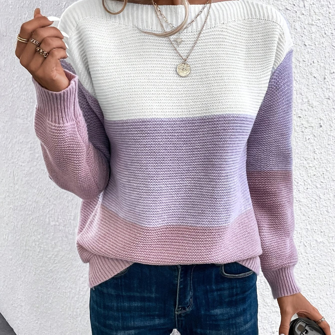 Blok kolorów Drop-Shoulder sweter