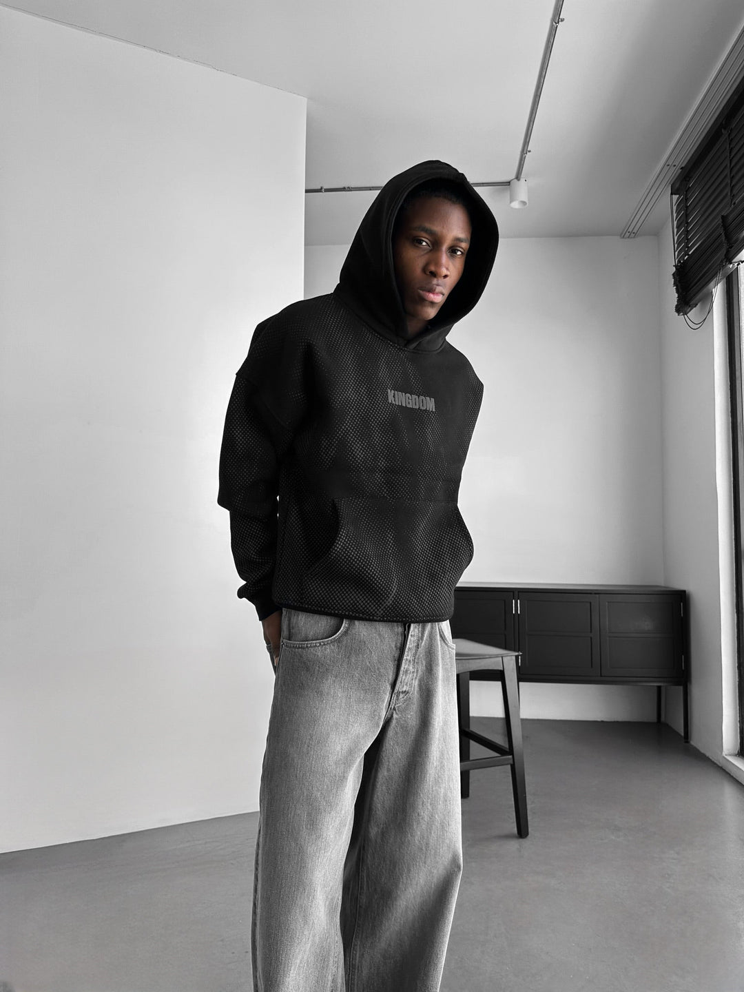 Hoodie Oversize Kingdom - Czarny i Antracytowy