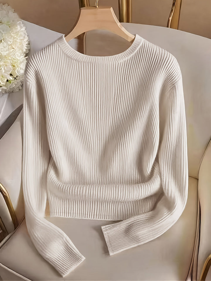 Prążkowany Button-Cuff sweter