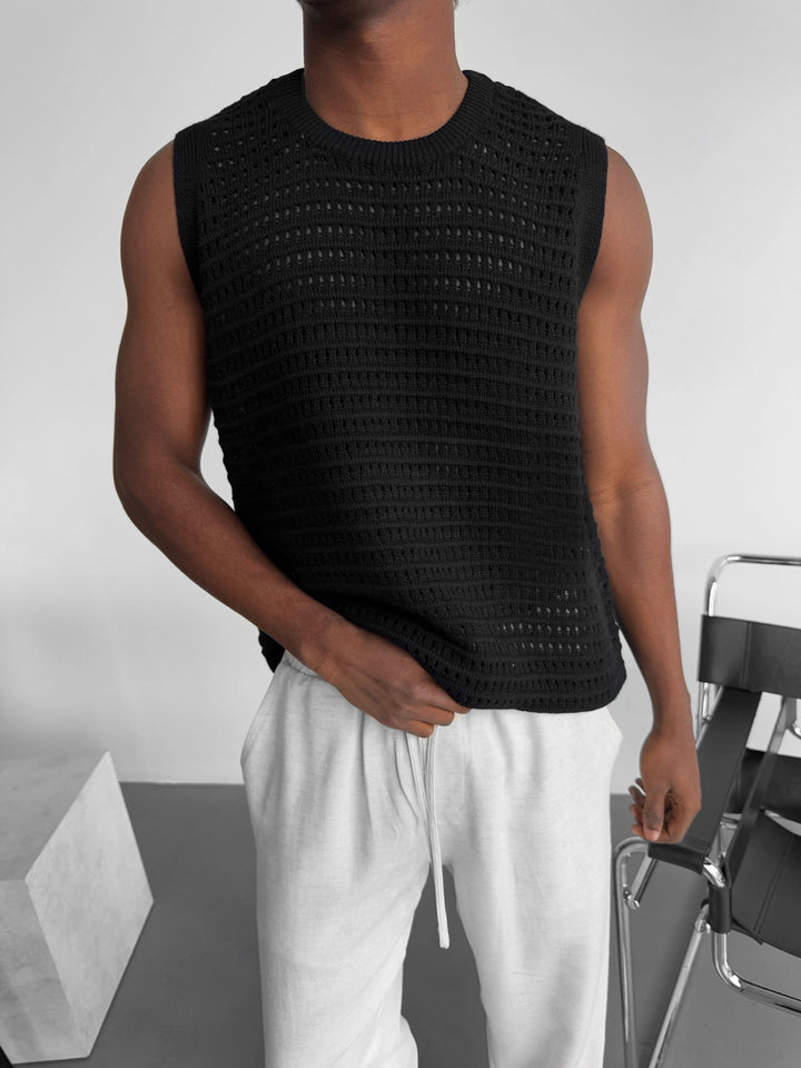 Oversize Grid Tanktop - Czarny