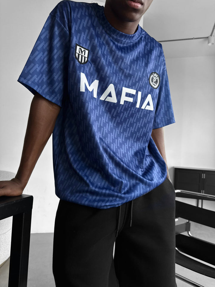 Oversize Mafia T-shirt - Niebieski