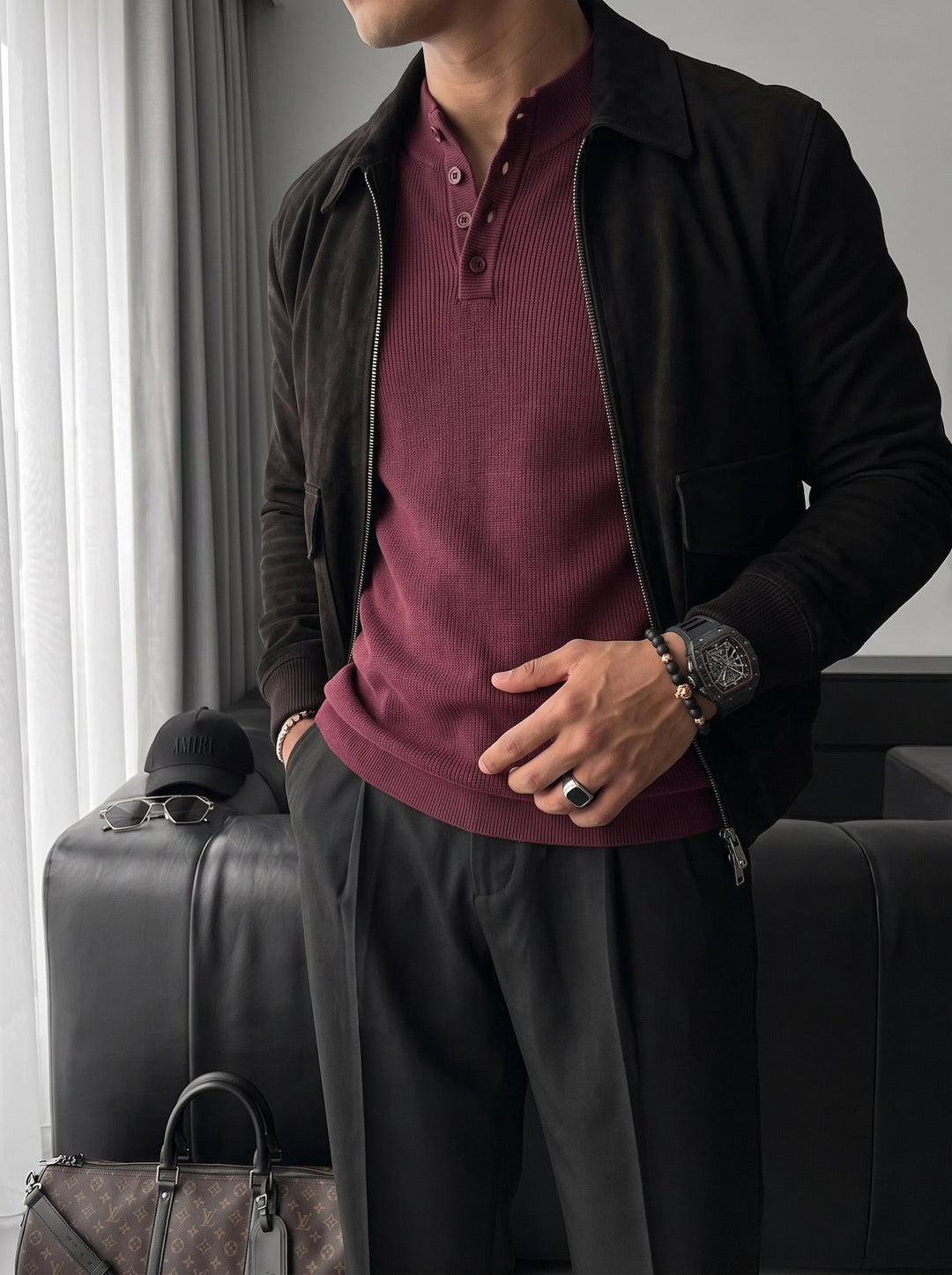 Sweter Slim Fit - Bordeaux