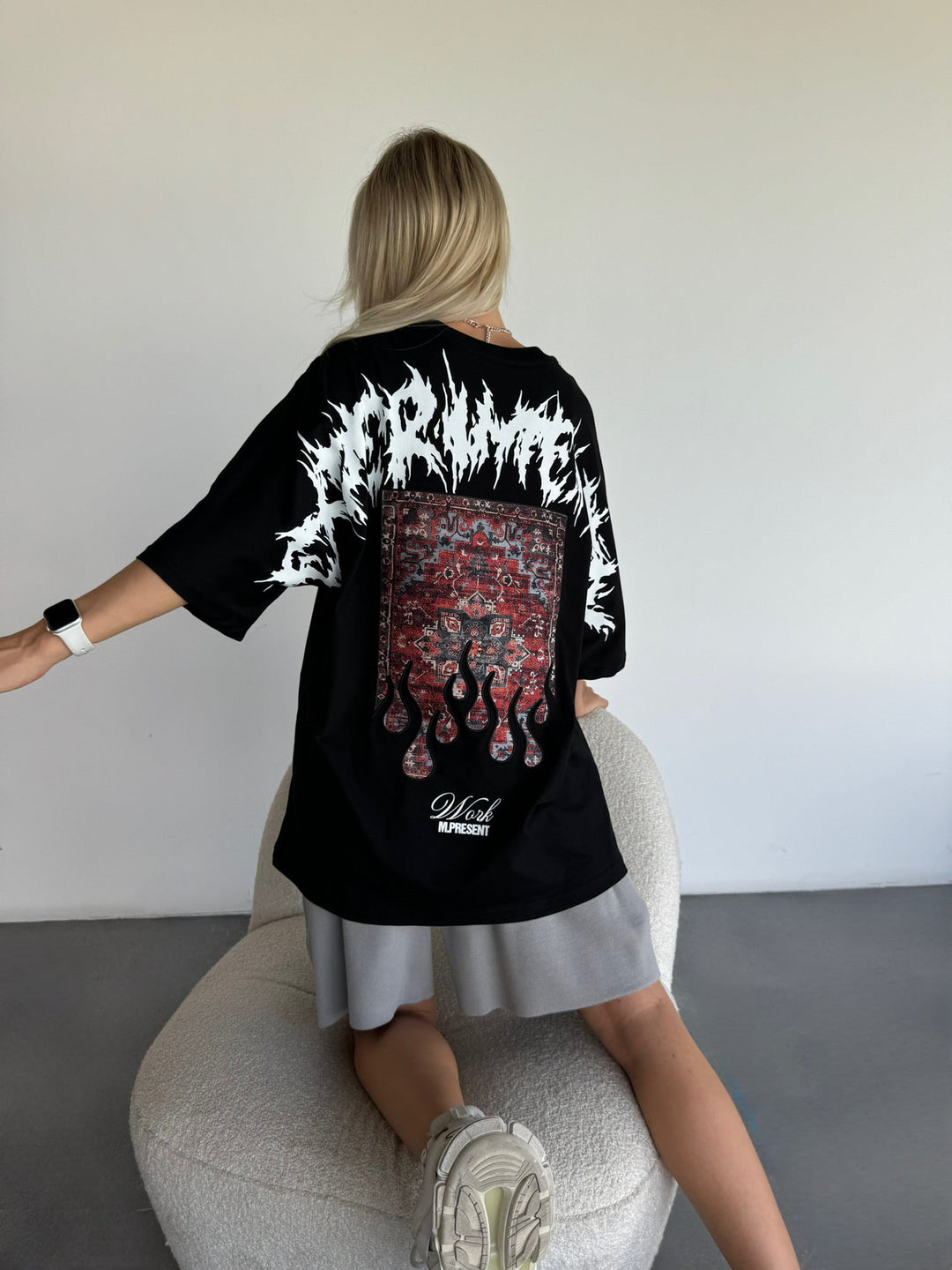 Oversize Experimental T-Shirt - Czarny
