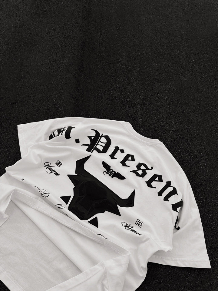 T-shirt Oversize Bull Worldwide - Ecru i Czarny