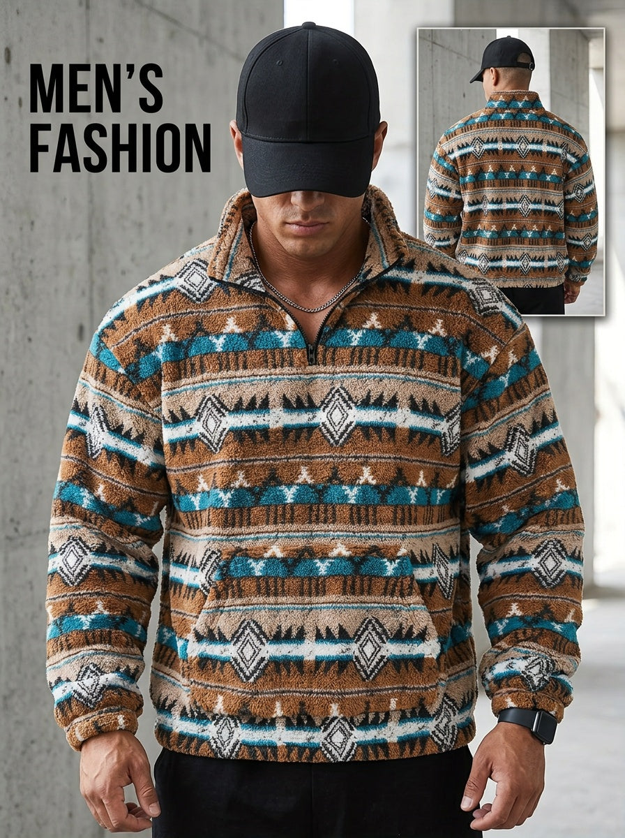 Wzorzysty zamek 1/4 sweter
