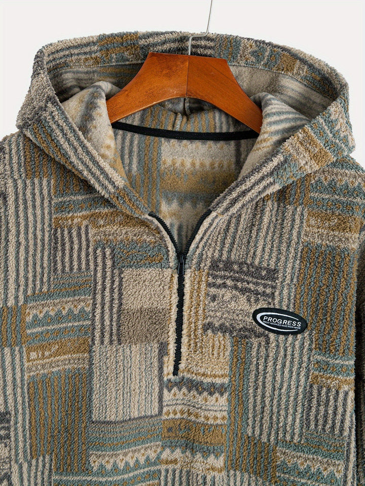 Wzorzysty zamek 1/4 sweter
