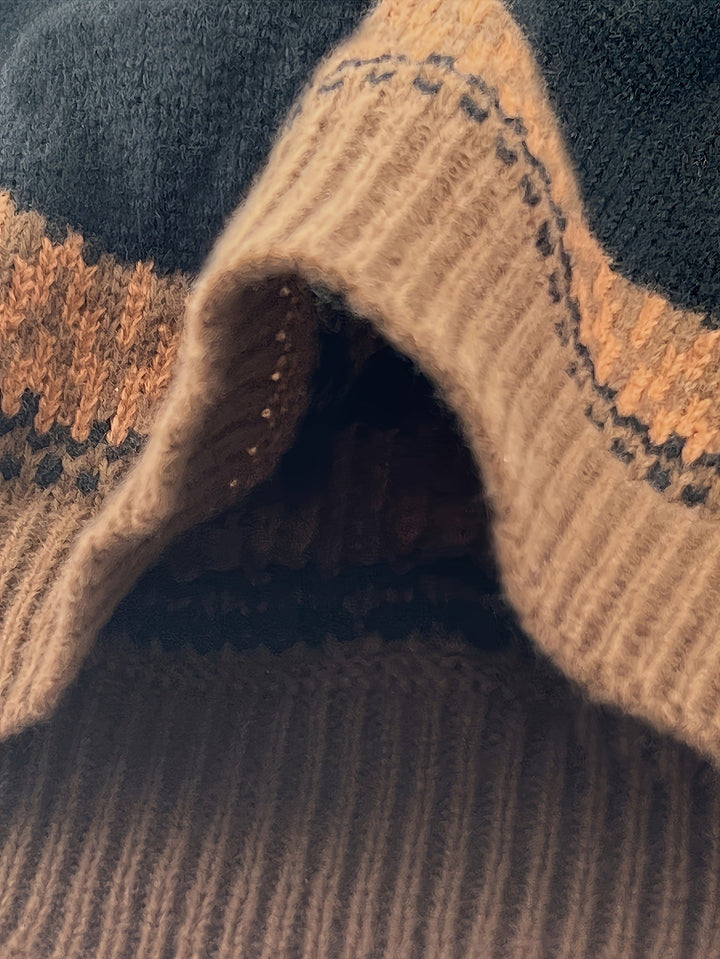 Chunky Jacquard Round szyja sweter