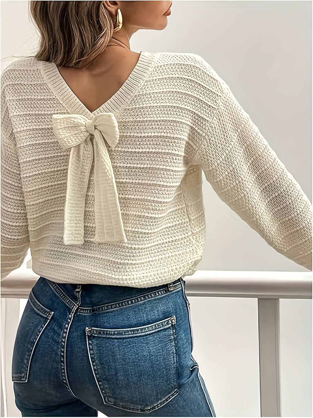 Bow-Detail dzianina sweter