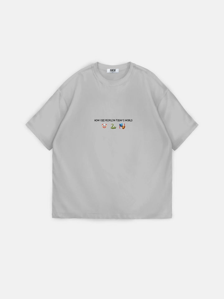 Oversize "Dzisiejszy Świat" T-Shirt - Szary