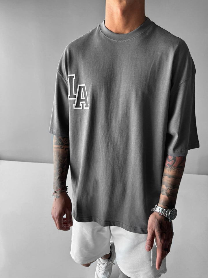 Oversize T-shirt L.A - Antracytowy