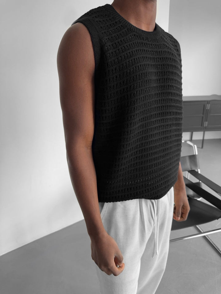 Oversize Grid Tanktop - Czarny