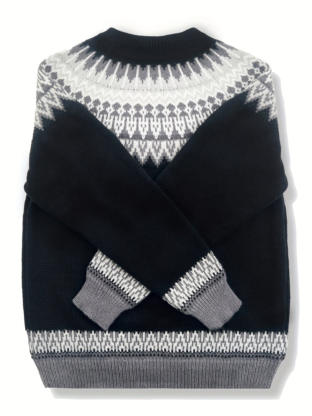 Chunky Jacquard Round szyja sweter