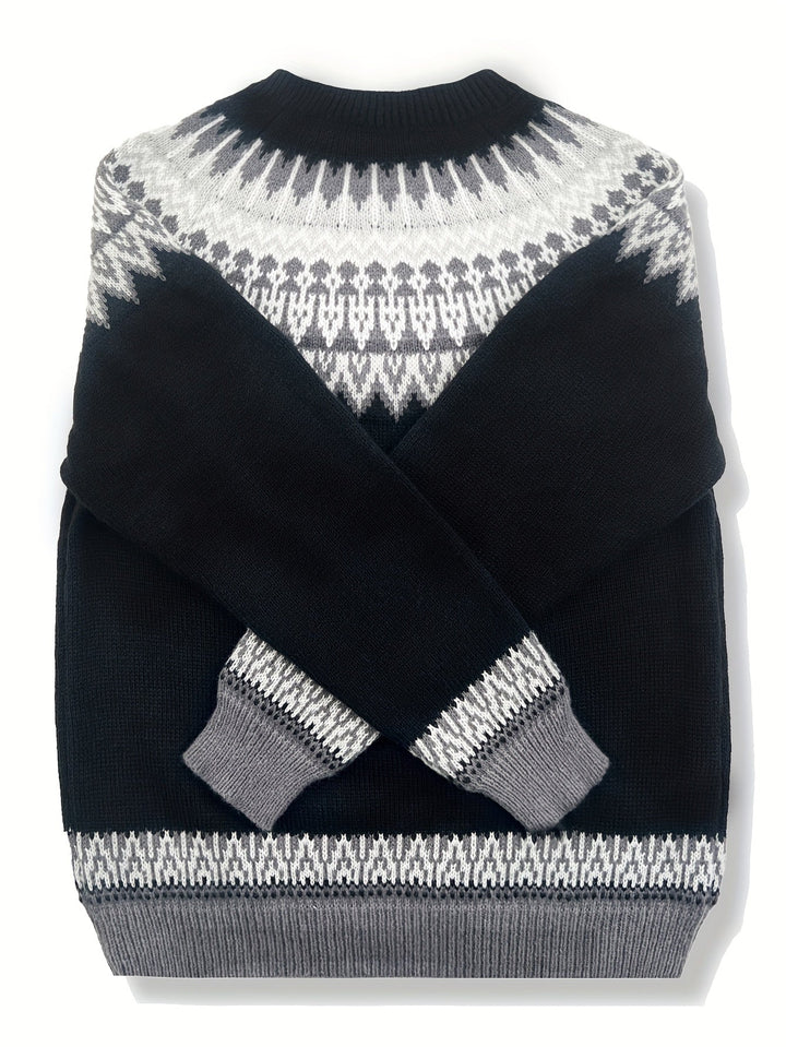 Chunky Jacquard Round szyja sweter