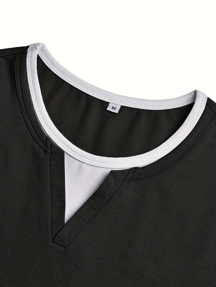 Elegancki Notch-Neck koszula henley