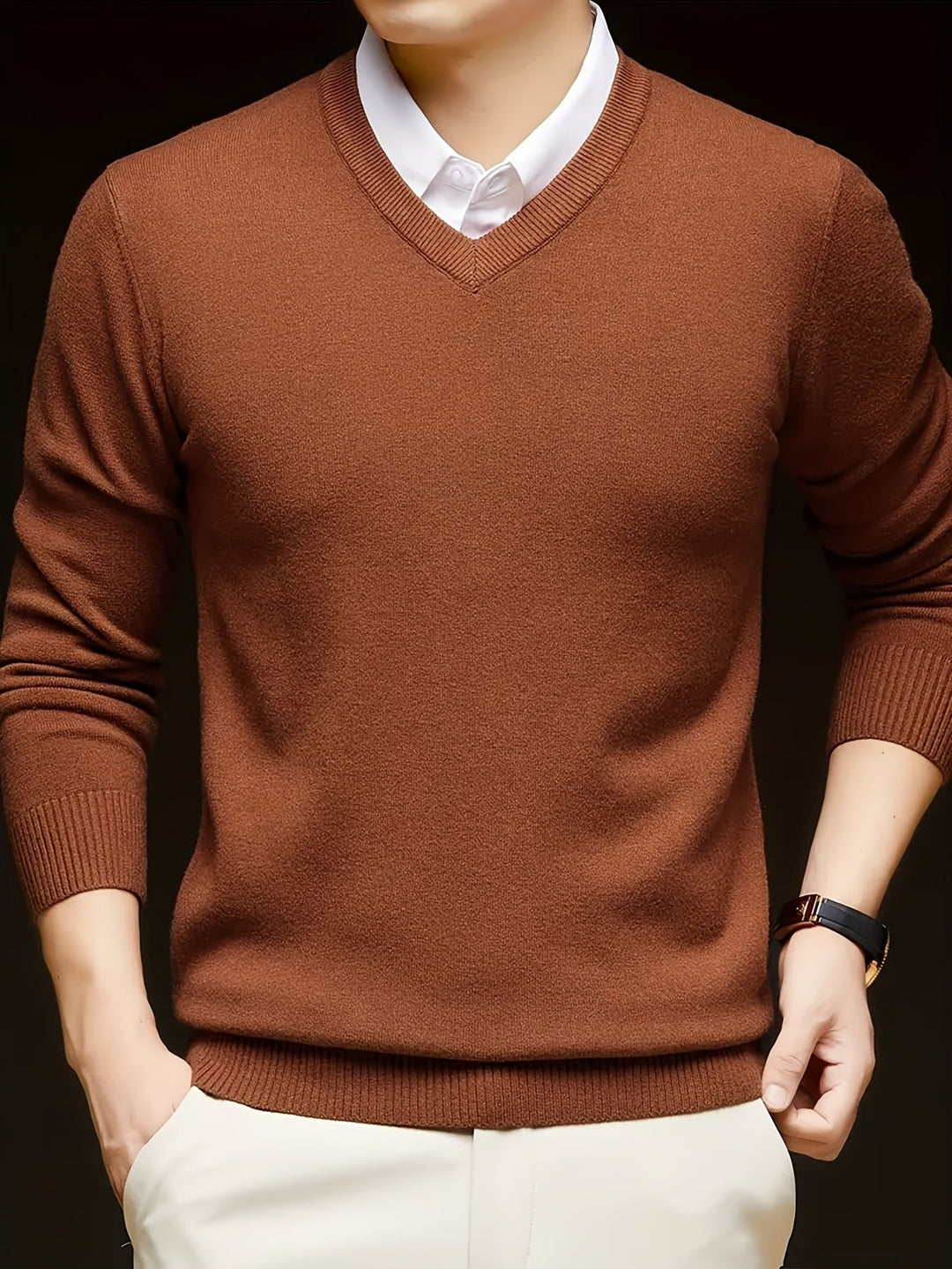 Elegancki sweter z dekoltem V