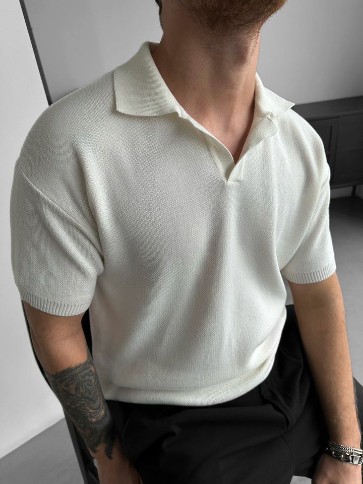 Oversized Kołnierz Sweter T-shirt - Ecru