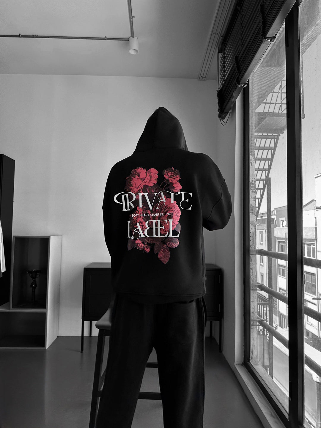 Oversize Hoodie z Prywatną Metką - Czarny