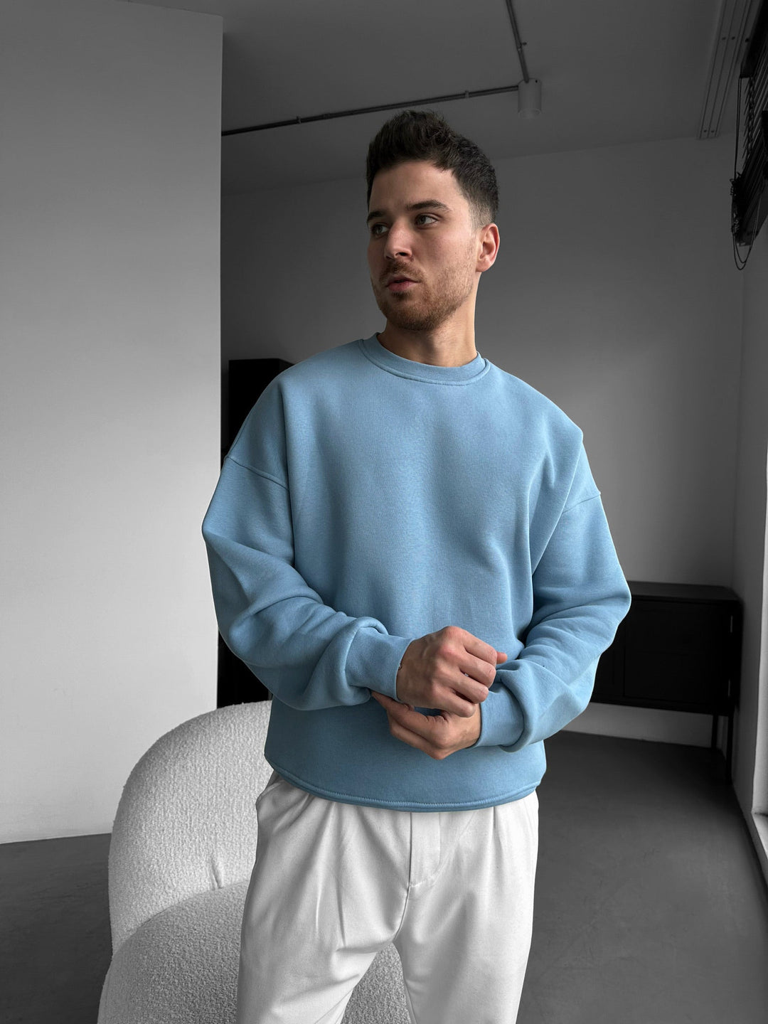 Oversize Basic Sweater - Wyblakły Dżins