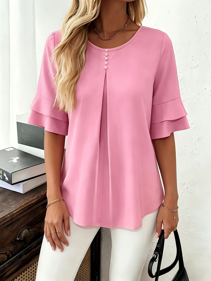 Flared-Sleeve plisowany bluzka