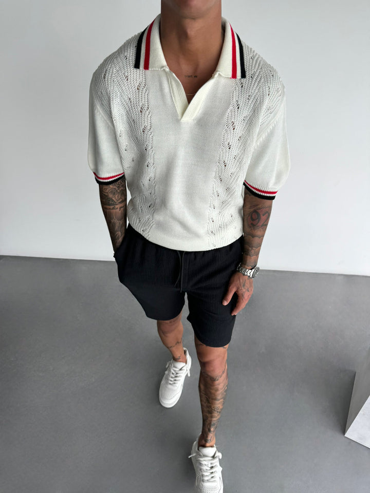 Koszulka Polo Slim Fit z Detailem - Ecru