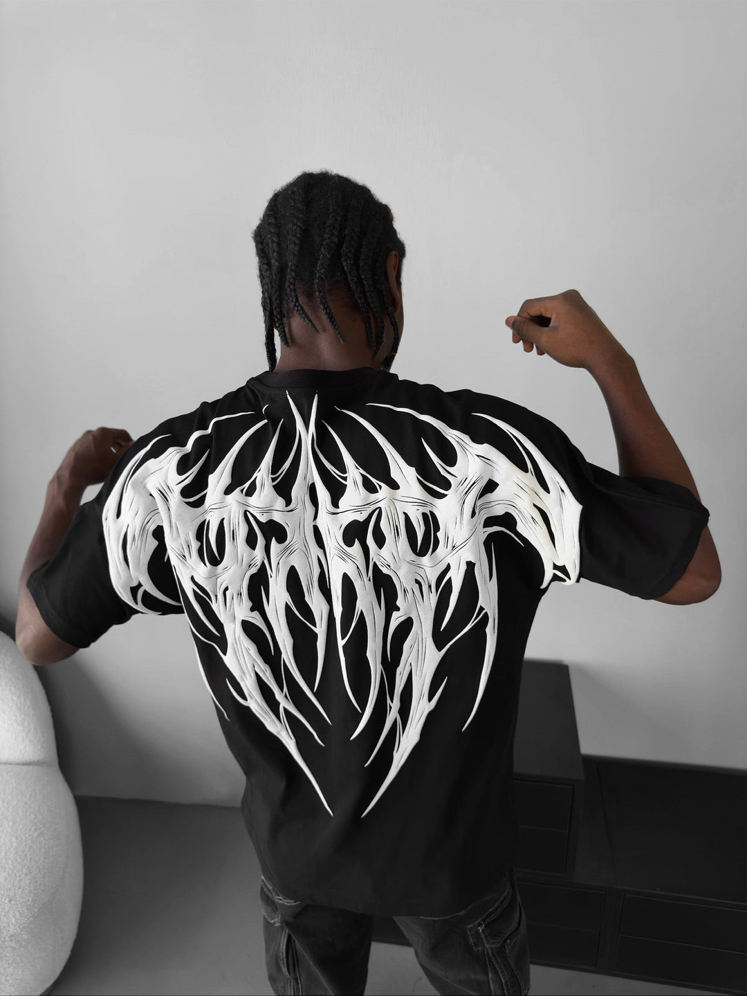T-shirt Oversize Tribal - Czarny