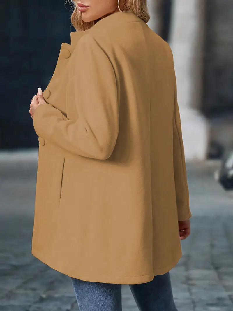 Elegancki stójka guzik płaszcz