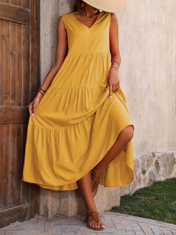 Zwiewny Tiered sukienka maxi