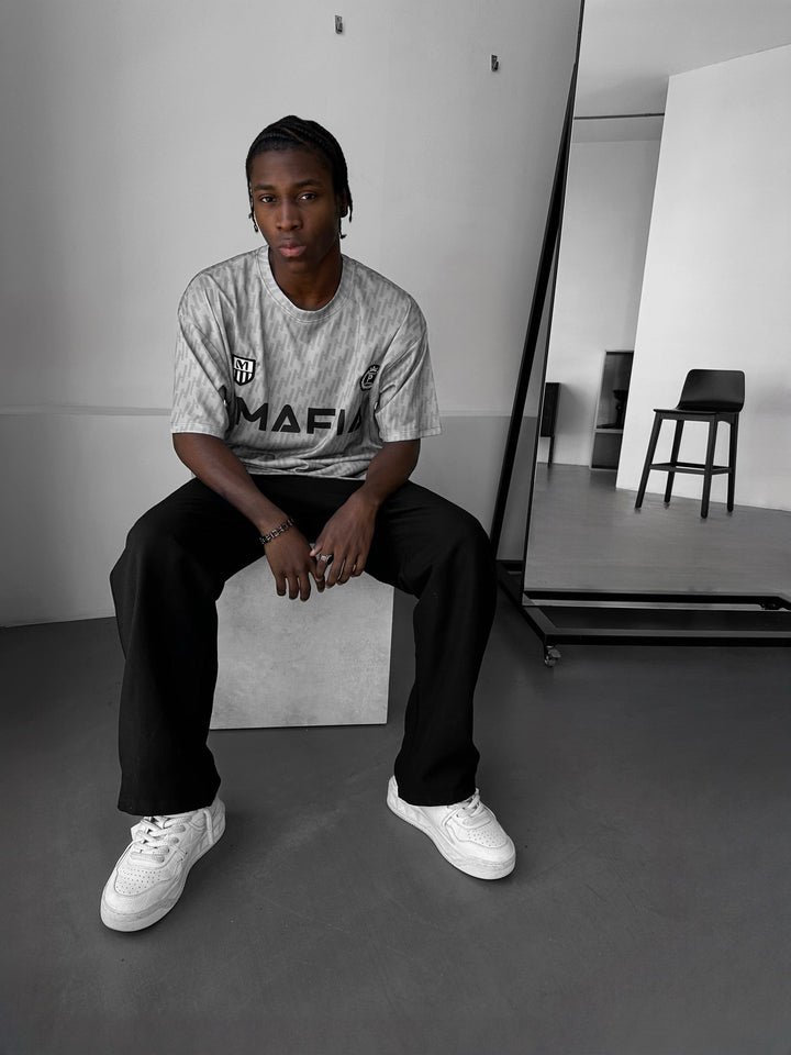 Oversize Mafia Trikot T-Shirt - Szary