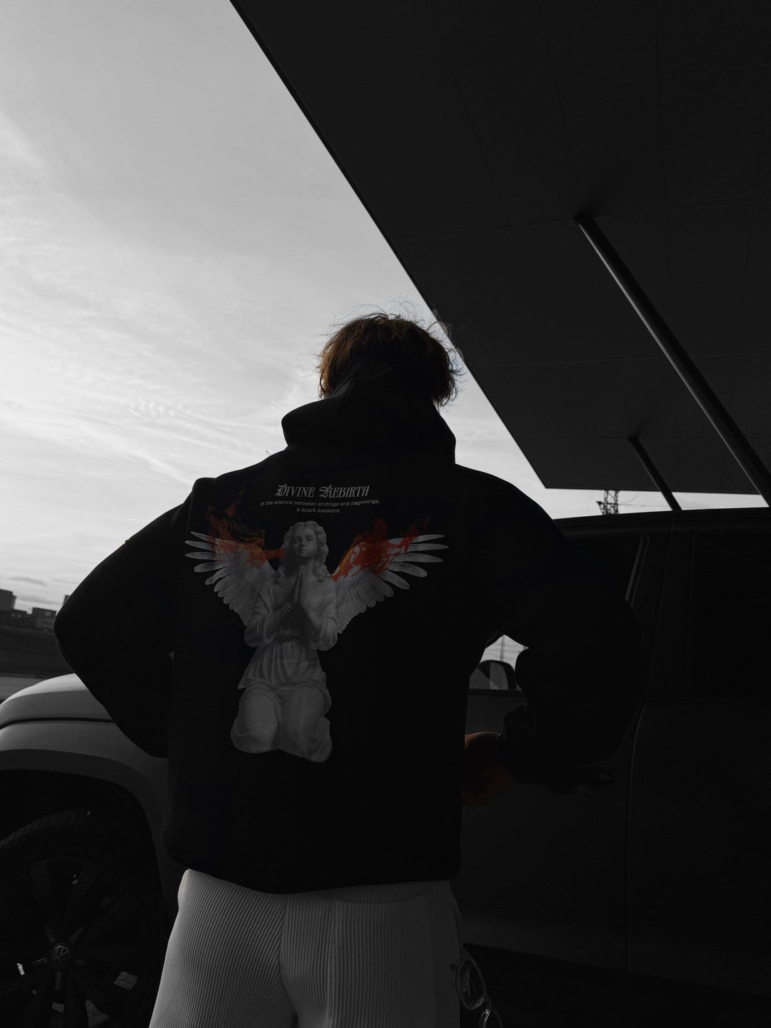 Oversize Divine Rebirth Hoodie - Czarny