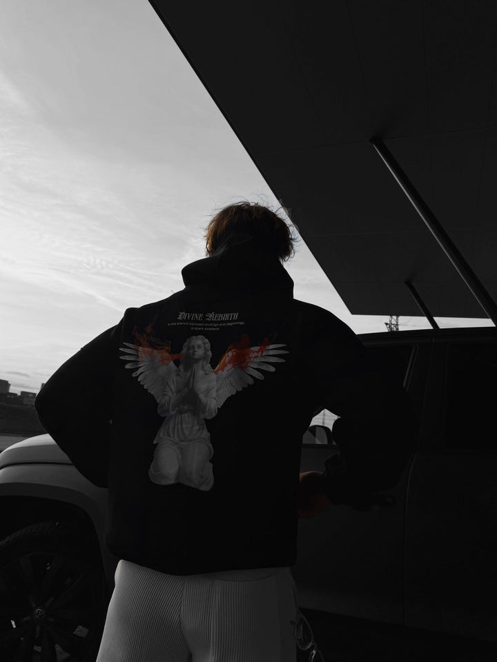 Oversize Divine Rebirth Hoodie - Czarny