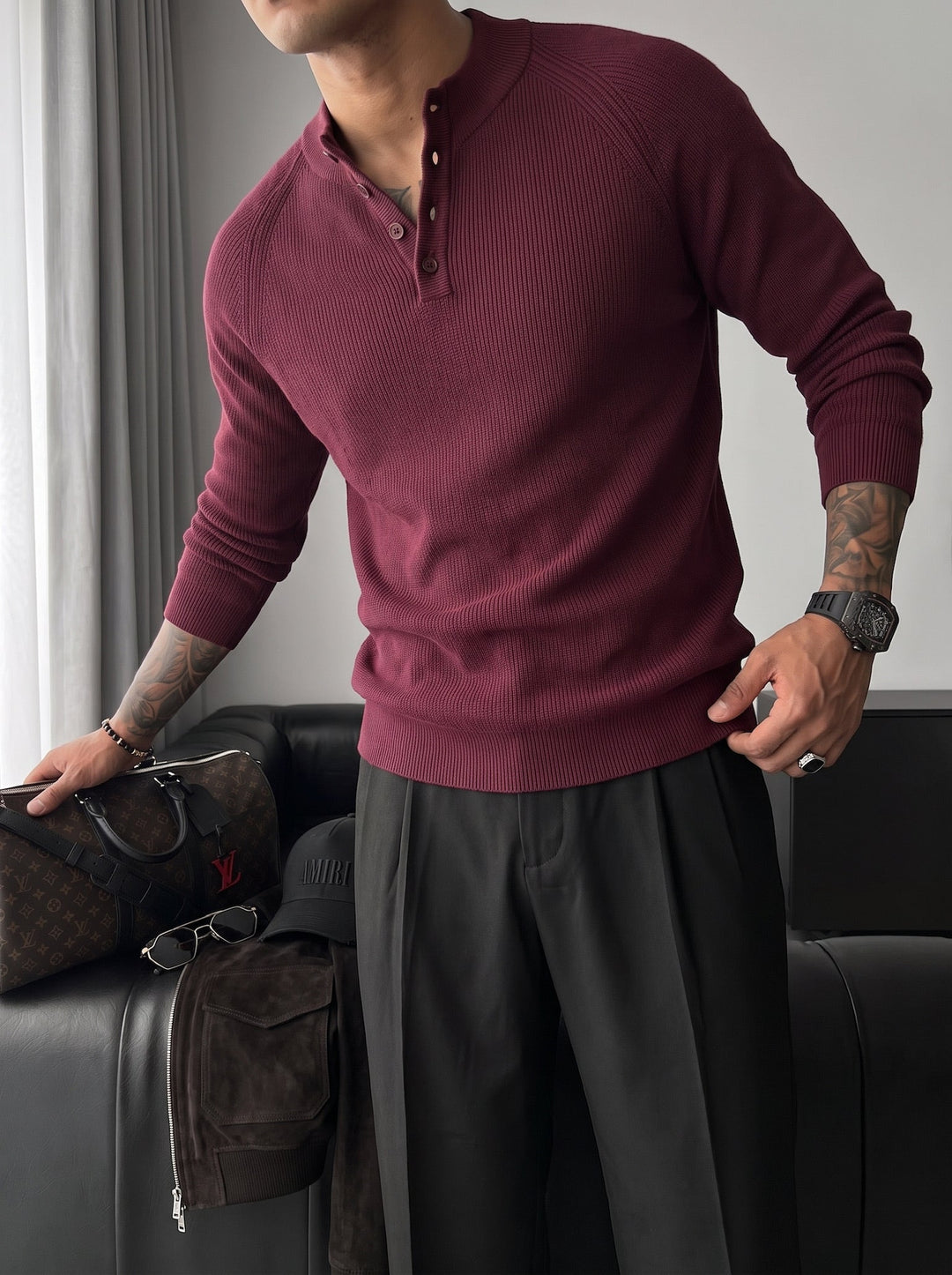 Sweter Slim Fit - Bordeaux