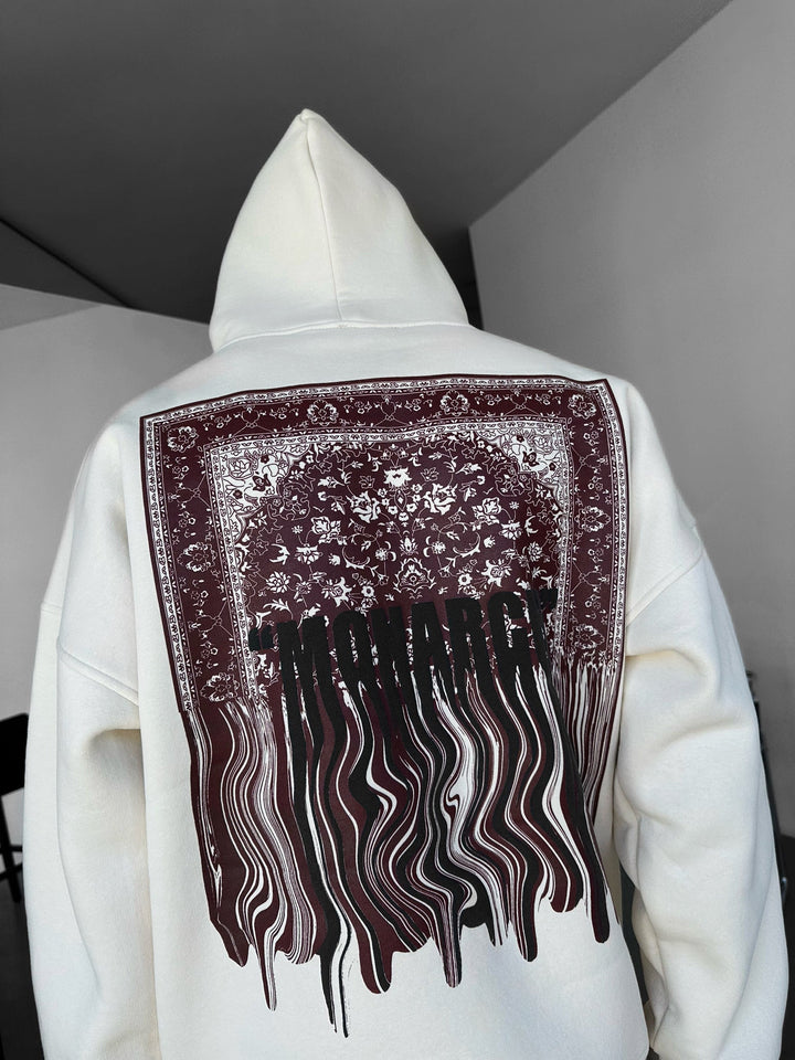 Oversize Monarch Hoodie - Beżowy i Bordowy