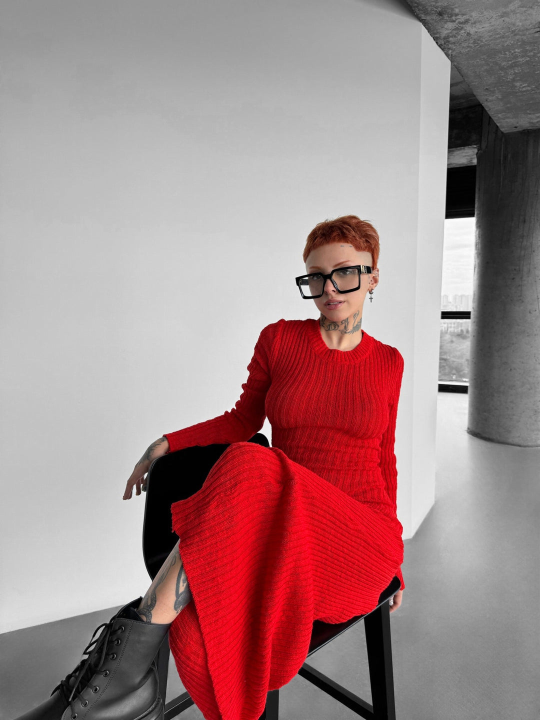 Sukienka Maxi Knit - Czerwona