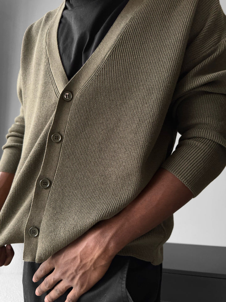 Oversize Crop Cardigan - Khaki