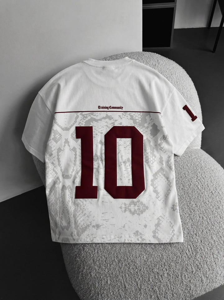 Oversize T-shirt Brooklyn - Ecru i Bordeaux