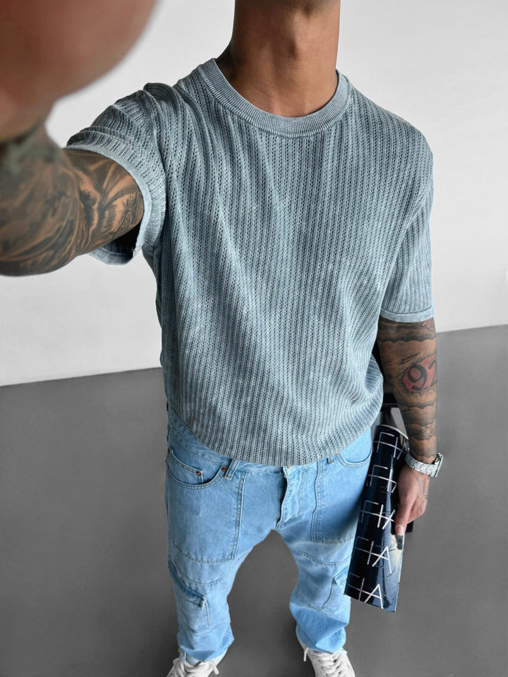 Oversize Pranie Sweter T-shirt - Szary