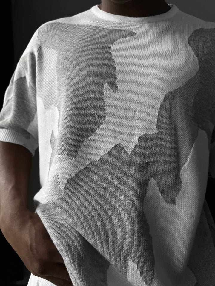 Oversize Alpenglow Knit T-Shirt - Biały i Szary