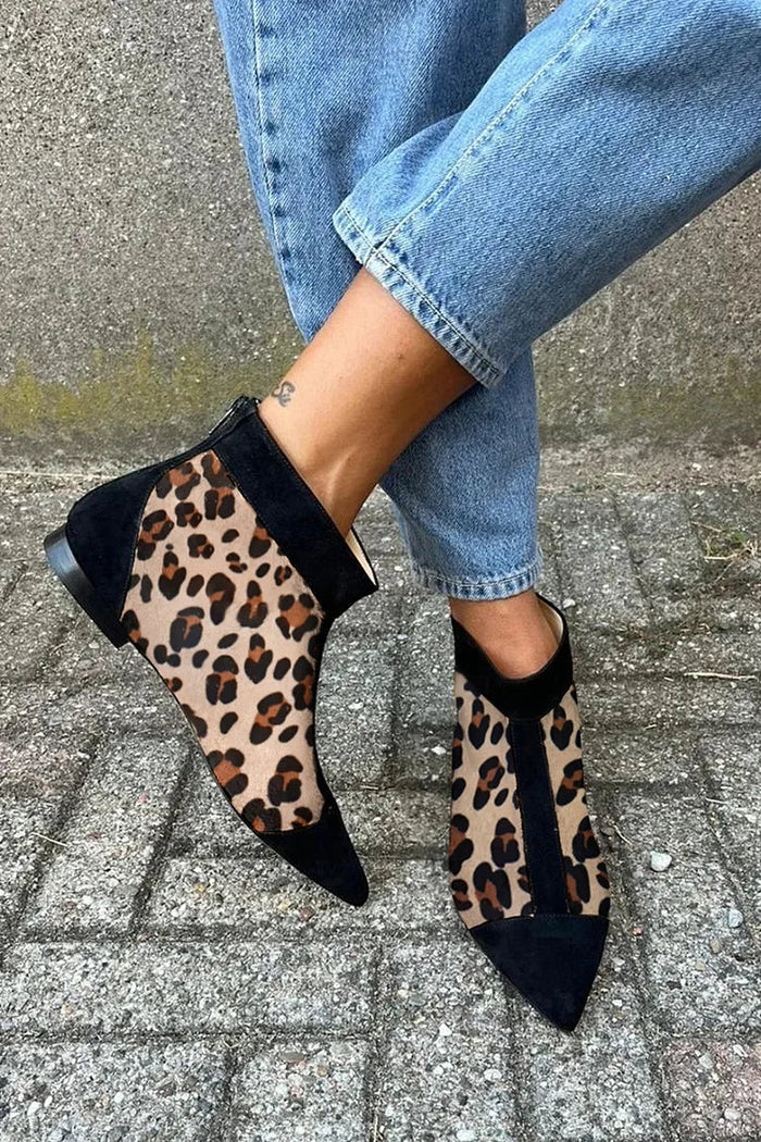 Stylowy Leopard Pointed nosek botki