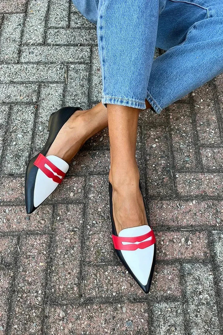 Stylowy Two Tone Pointed Slippers