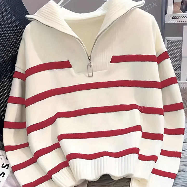 W paski zamek 1/4 sweter