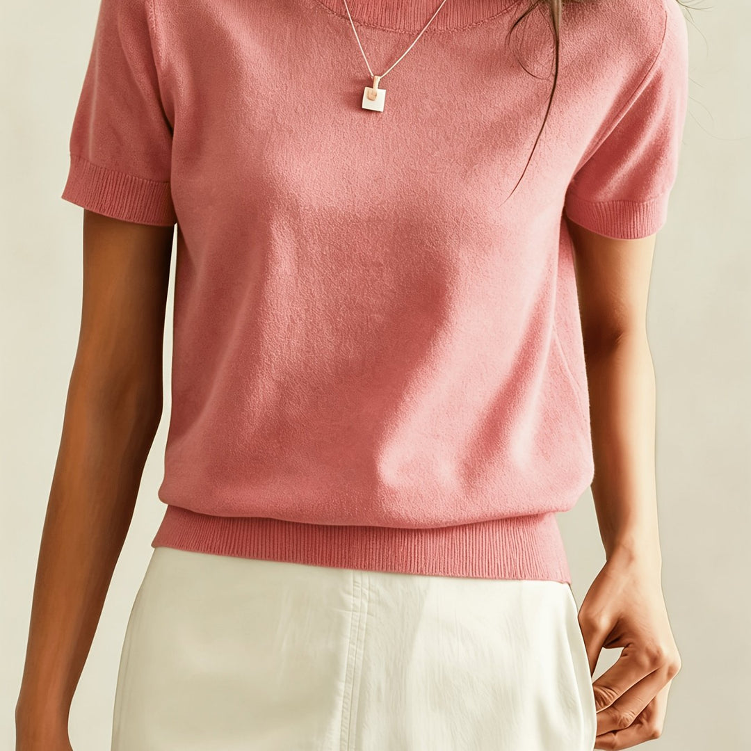 Fine-Knit krótki rękaw sweter
