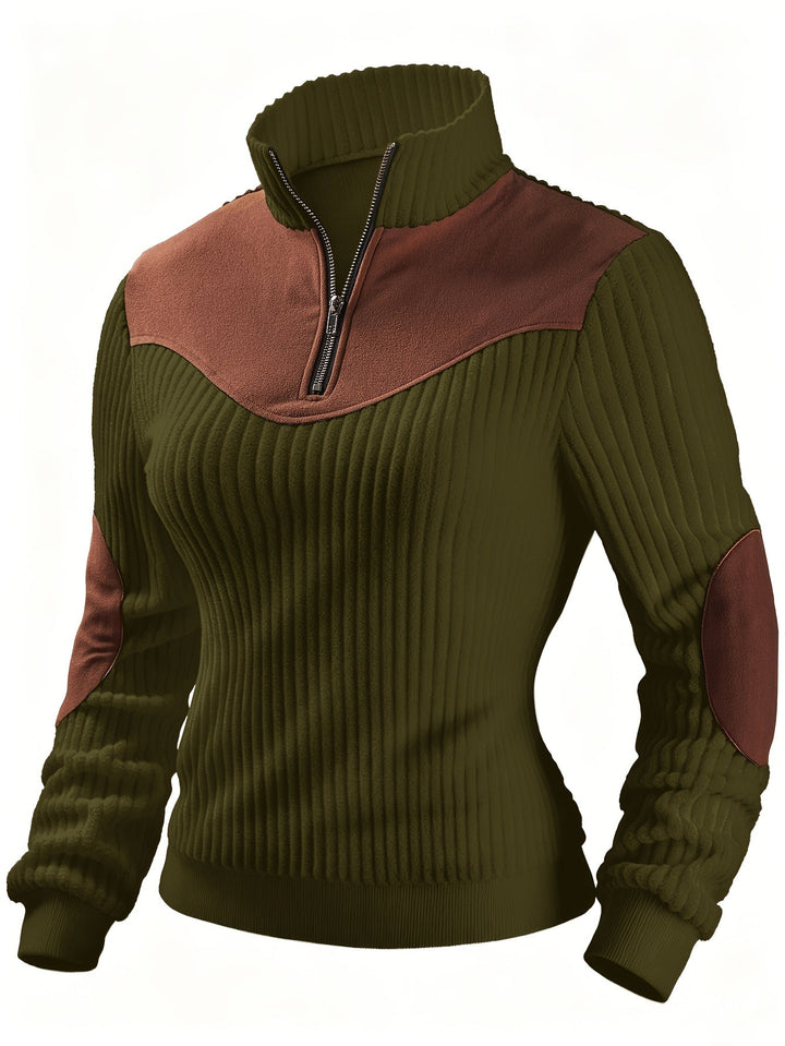 Prążkowany zamek 1/4 sweter