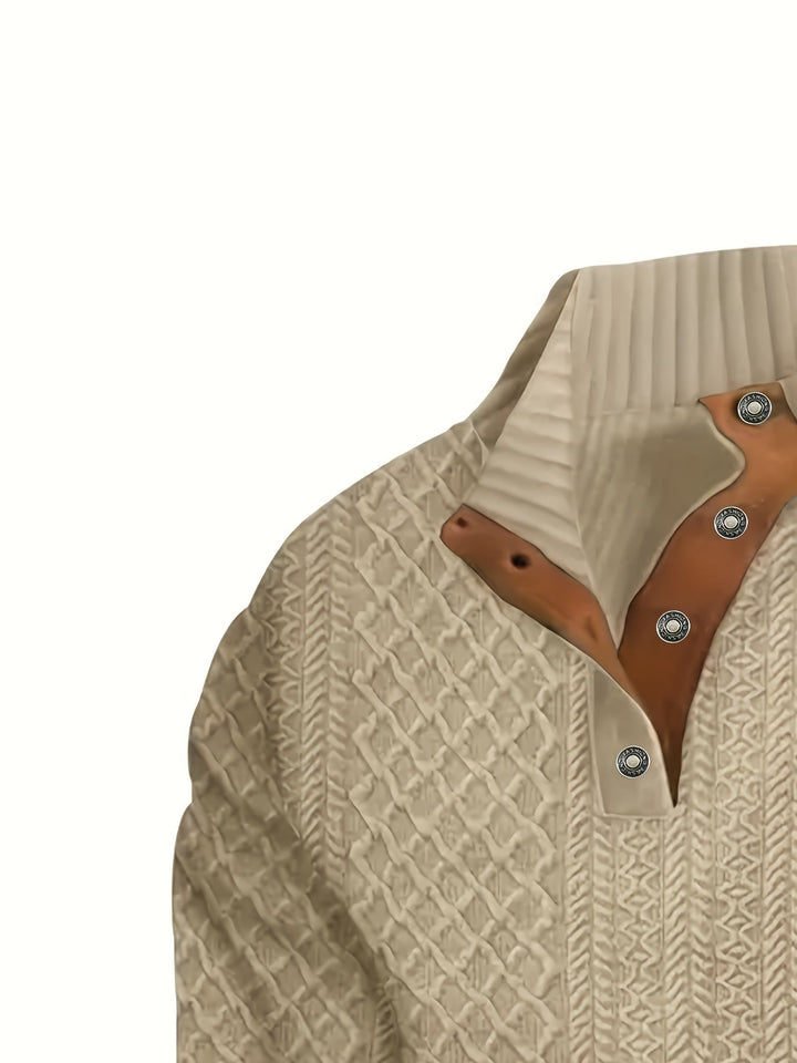 Wyróżniać się kołnierz guzik Henley sweter
