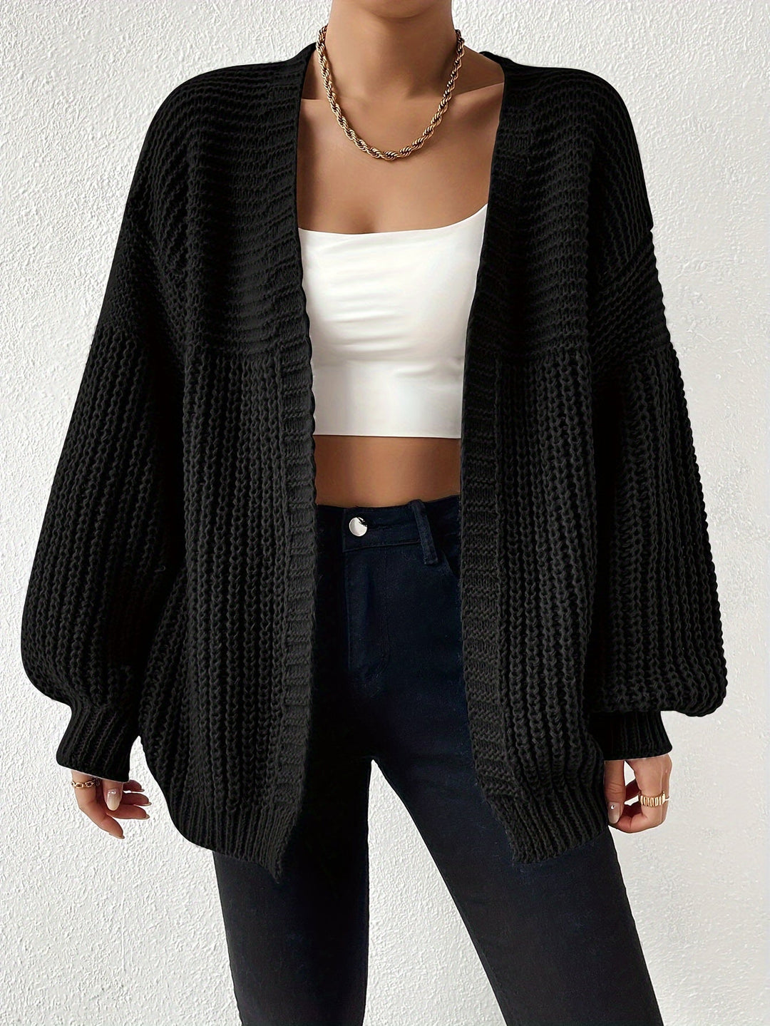 Swobodny Chunky-Knit kardigan