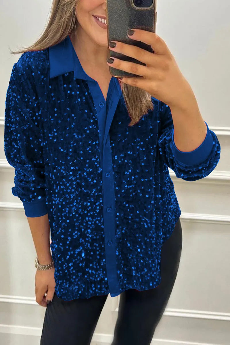 Elegancki Shimmer z kołnierzem koszula