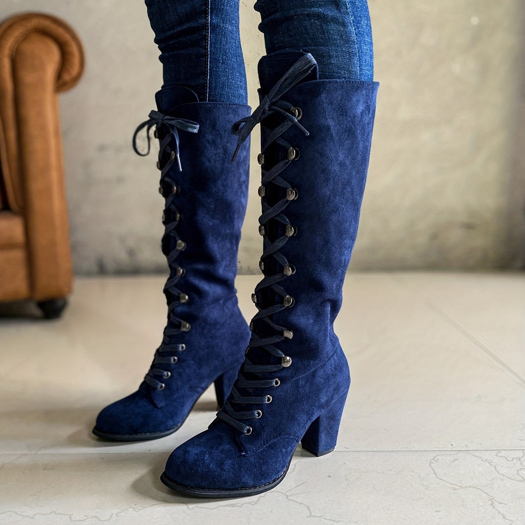 Sznurowane Chunky-Heel Tall buty