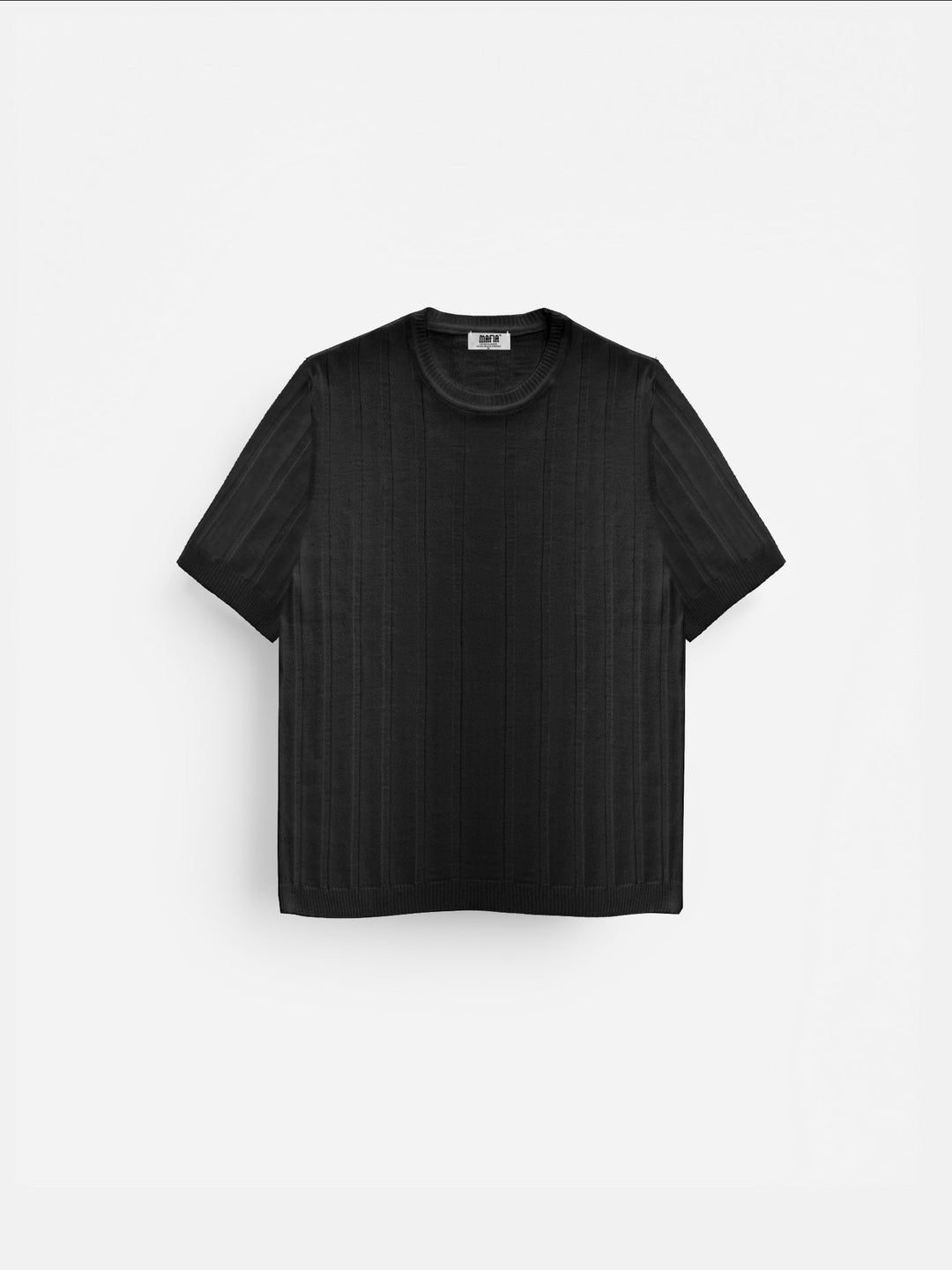 T-shirt Regular Fit Knit Lines - Czarny