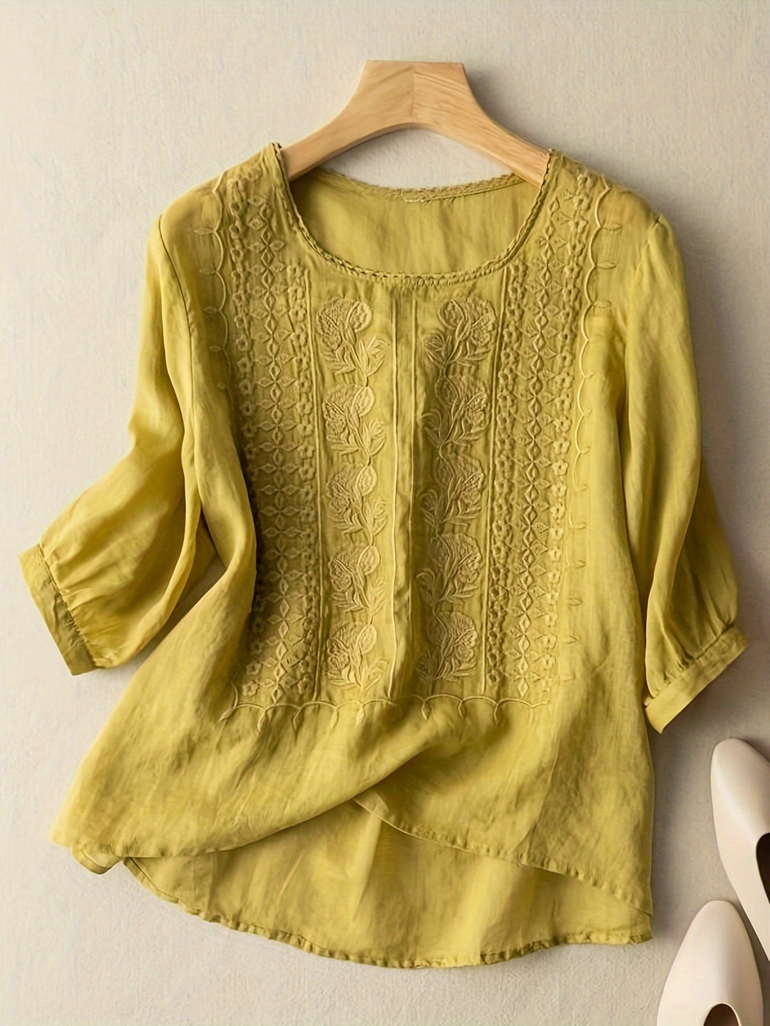 Haftowany Scoop-Neck bluzka
