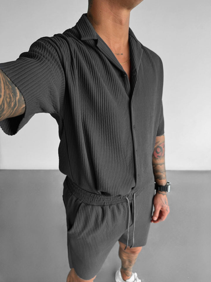 Koszula Oversize Ribbed - Antracyt