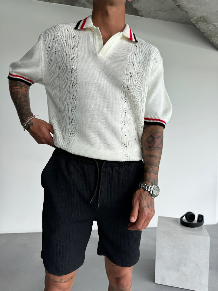 Koszulka Polo Slim Fit z Detailem - Ecru